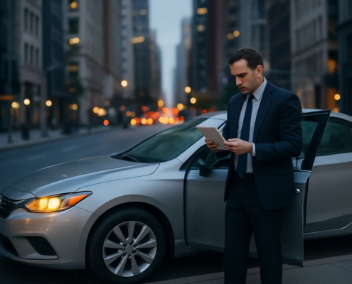 New York DWI ignition interlock requirements shown with a vehicle in New York City