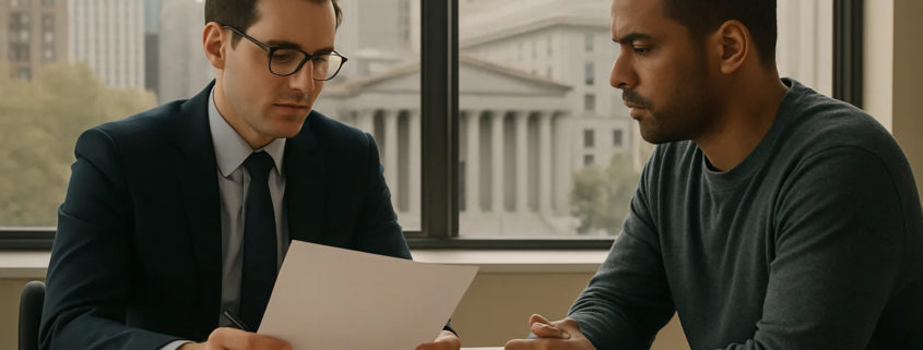 Attorney reviewing an NYC assault complaint for legal insufficiency in a professional setting